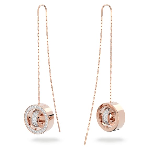 Hollow drop earrings, Long, White, Rose gold-tone plated - Swarovski, 5636504