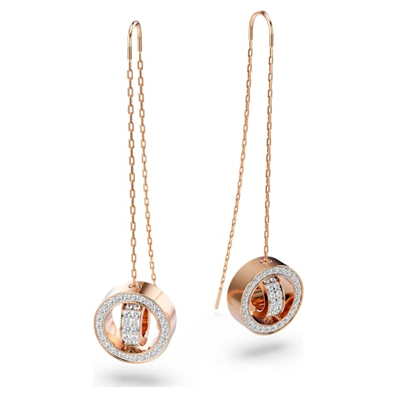 Hollow Drop-Ohrhänger, Lang, Weiß, Roségold-Legierungsschicht - Swarovski, 5636504