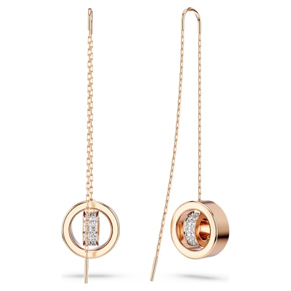 Hollow Drop-Ohrhänger, Lang, Weiß, Roségold-Legierungsschicht - Swarovski, 5636504