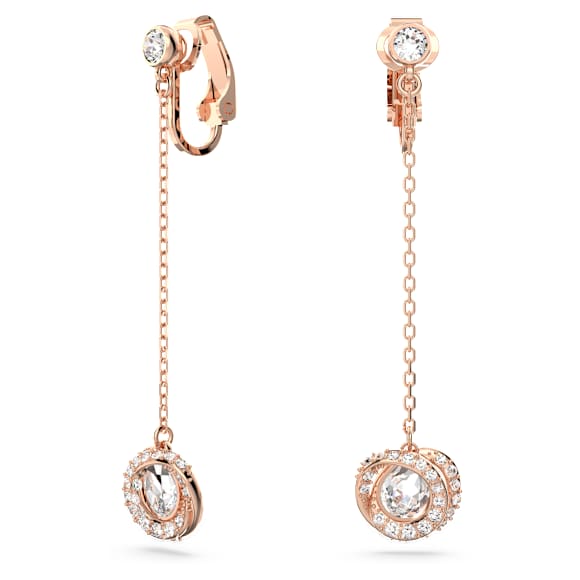 Generation 夾式耳環, 長款, 白色, 鍍玫瑰金色調 - Swarovski, 5636508