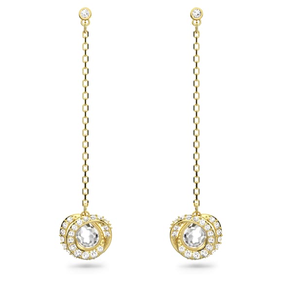 Generation 水滴形耳环, 长款, 白色, 镀金色调 - Swarovski, 5636514