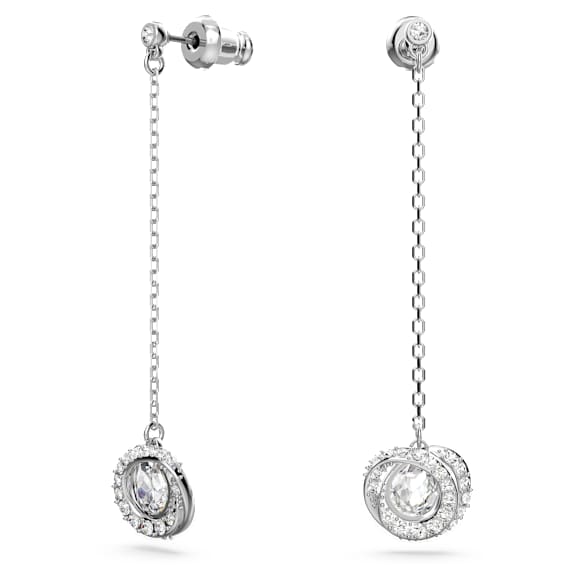 Generation 水滴形耳环, 长款, 白色, 镀铑 - Swarovski, 5636515