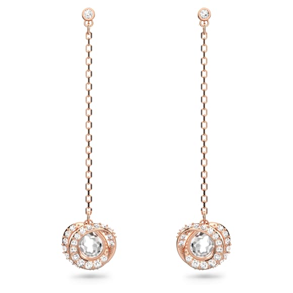 Generation 水滴形耳环, 长款, 白色, 镀玫瑰金色调 - Swarovski, 5636516