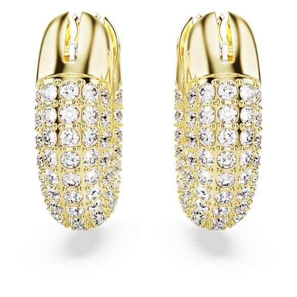 Dextera halka küpeler, Küçük, Beyaz, 18k altın rengi yüzey - Swarovski, 5636530
