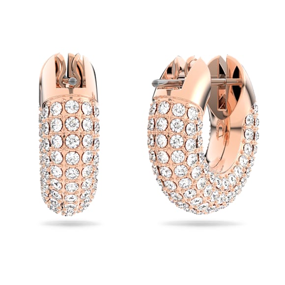 Dextera 大圈耳環, 細碼, 白色, 鍍玫瑰金色調 - Swarovski, 5636531