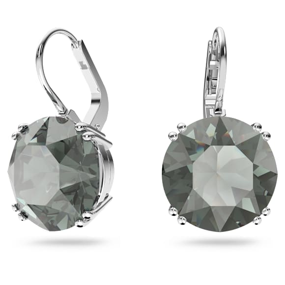 ต่างหูทรงหยดน้ำ Millenia, เจียระไนทรงกลม, ดำ, เคลือบโรเดียม - Swarovski, 5636567