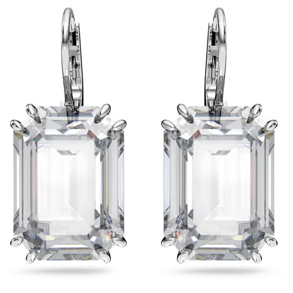 Millenia Drop-Ohrhänger, Oktagon-Schliff, Weiß, Rhodiniert - Swarovski, 5636569