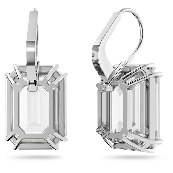 Millenia Drop-Ohrhänger, Oktagon-Schliff, Weiß, Rhodiniert - Swarovski, 5636569