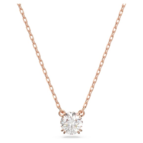 Constella pendant, Round cut, White, Rose gold-tone plated - Swarovski, 5636710