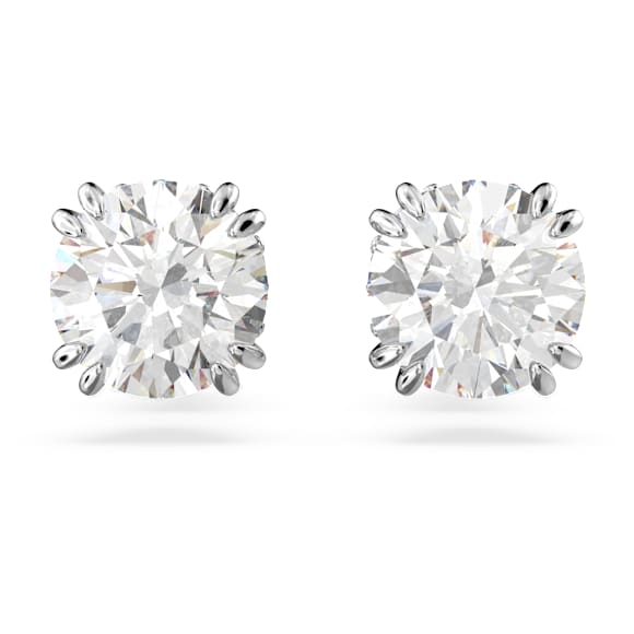 Clous d'oreilles Constella, Taille ronde, Blanches, Métal rhodié - Swarovski, 5636712