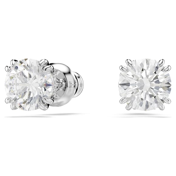 Brincos stud Stilla, Lapidação redonda, Branco, Lacado a ródio - Swarovski, 5636712