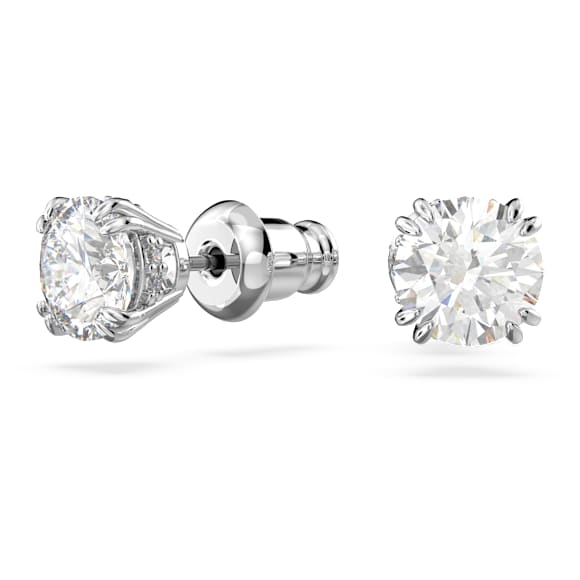 Clous d'oreilles Constella, Taille ronde, Blanches, Métal rhodié - Swarovski, 5636712
