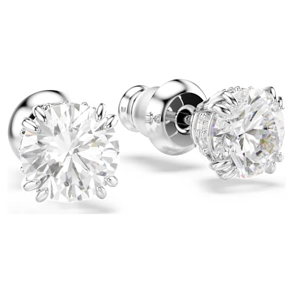 Brincos stud Stilla, Lapidação redonda, Branco, Lacado a ródio - Swarovski, 5636712