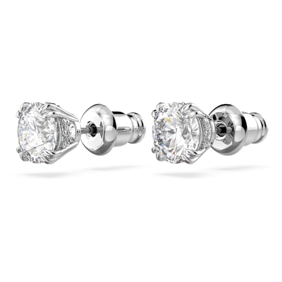 Constella stud earrings, Round cut, White, Rhodium plated - Swarovski, 5636712