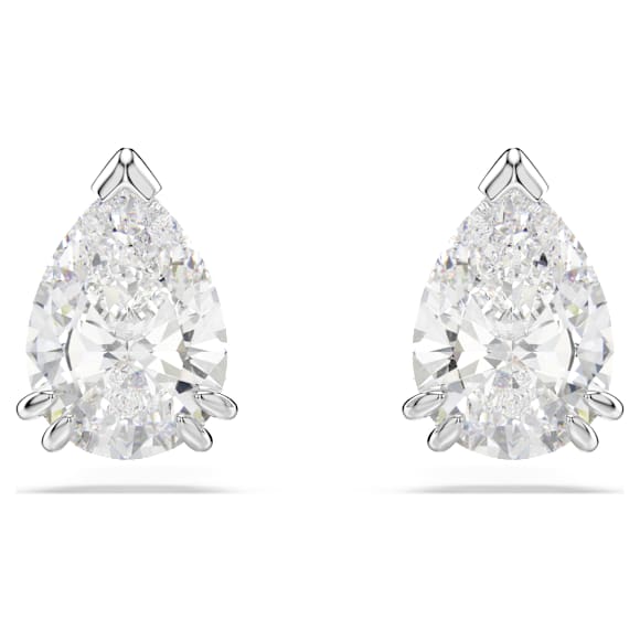 Uhančki Stilla, Hruškasti rez, Beli, Prevleka iz rodija - Swarovski, 5636713