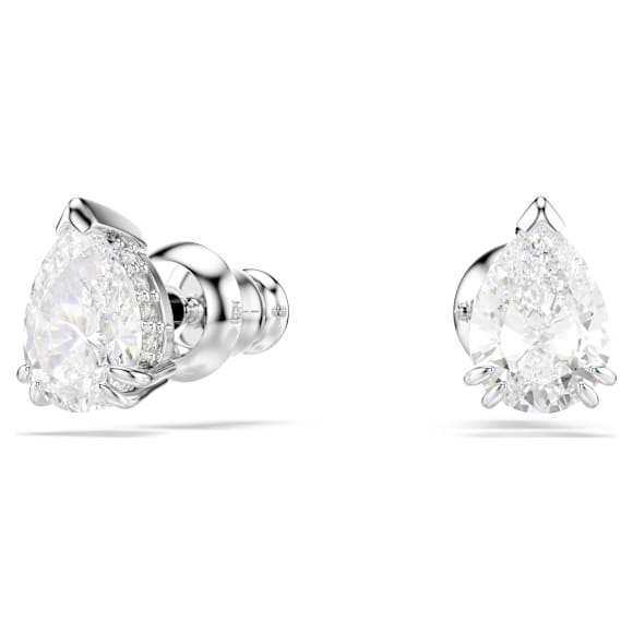 Uhančki Stilla, Hruškasti rez, Beli, Prevleka iz rodija - Swarovski, 5636713