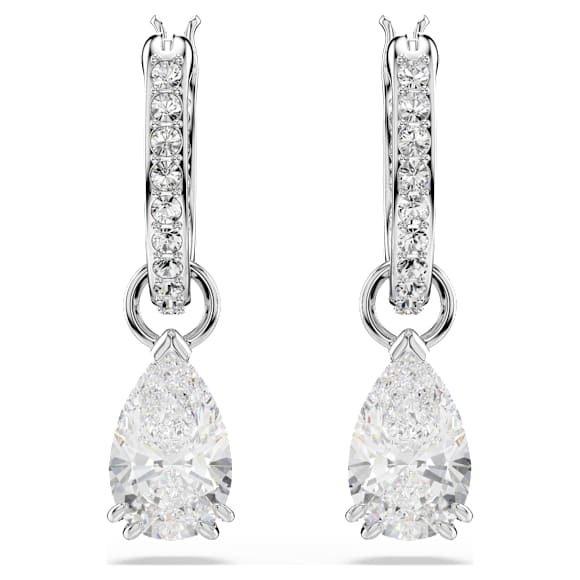Millenia 후프 이어링, 피어 컷, 화이트, 로듐 플래팅 - Swarovski, 5636716