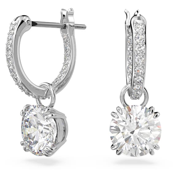 Constella 드롭 이어링, 라운드 컷, 화이트, 로듐 플래팅 - Swarovski, 5636717