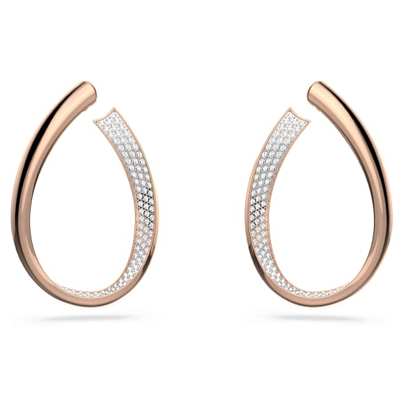 Anneaux d'oreilles Exist, Medium, Blanches, Placage de ton or rosé - Swarovski, 5636960