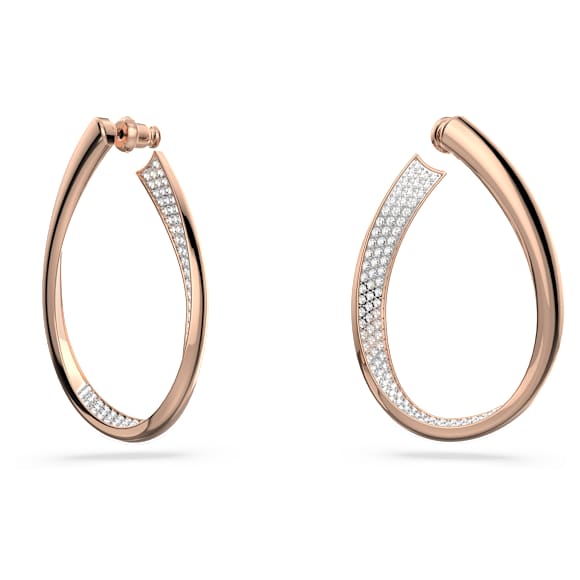 Anneaux d'oreilles Exist, Medium, Blanches, Placage de ton or rosé - Swarovski, 5636960