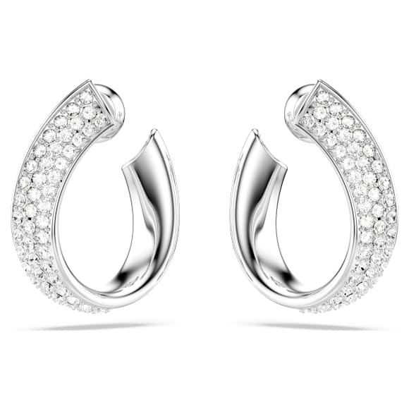 Κρίκοι Exist, Mικρά, Λευκά, Επιμετάλλωση ροδίου - Swarovski, 5637563