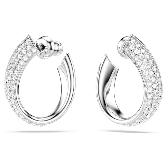 Κρίκοι Exist, Mικρά, Λευκά, Επιμετάλλωση ροδίου - Swarovski, 5637563