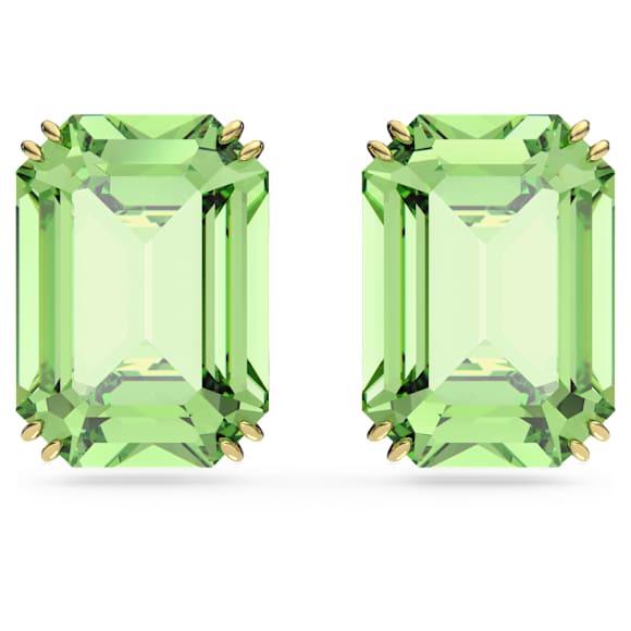 Cercei stud Millenia, Tăietură octogonală, Verde, Placat cu auriu - Swarovski, 5638489