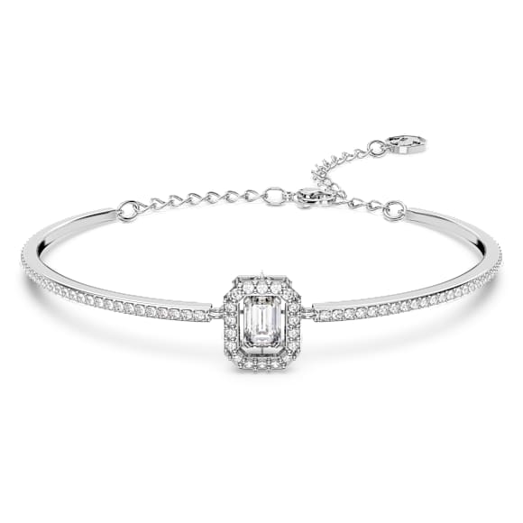Millenia bangle, Octagon cut, Pavé, White, Rhodium plated - Swarovski, 5638494