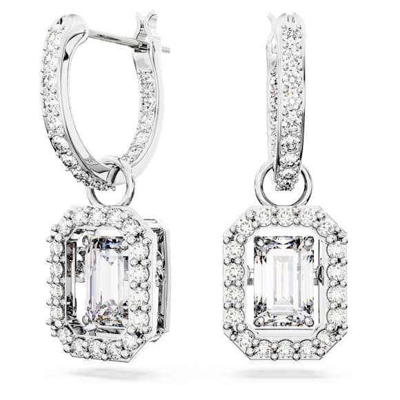 Millenia ドロップピアス, オクタゴンカット, ホワイト, ロジウム・プレーティング - Swarovski, 5638495