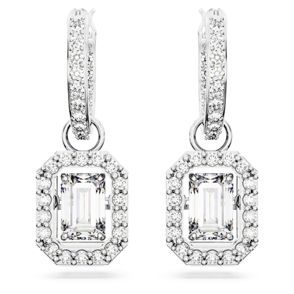 Millenia ドロップピアス, オクタゴンカット, ホワイト, ロジウム・プレーティング - Swarovski, 5638495