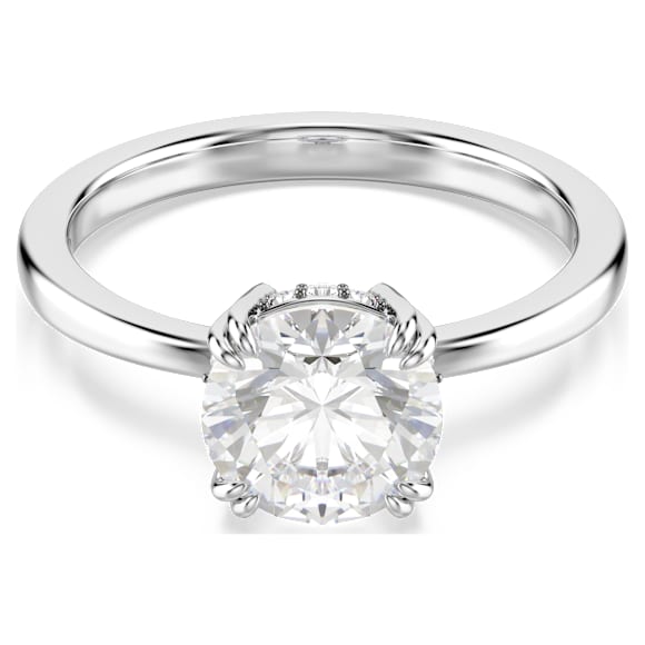Constella cocktail ring, Round cut, White, Rhodium plated - Swarovski, 5638529