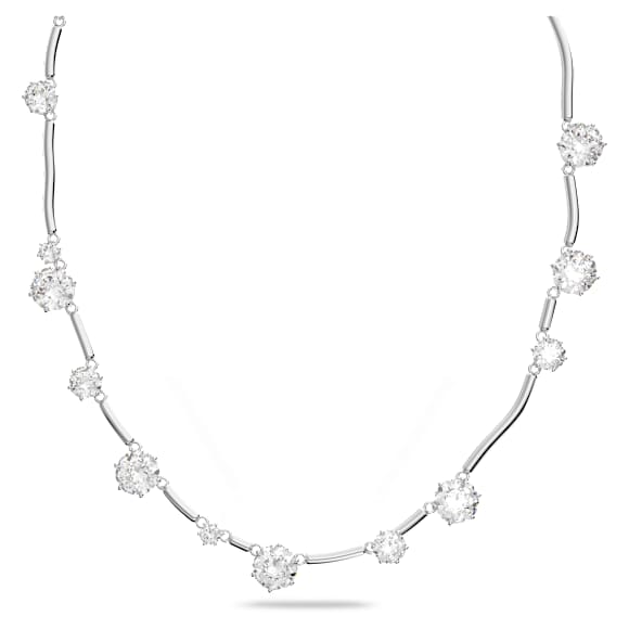 Constella necklace, Mixed round cuts, White, Rhodium plated - Swarovski, 5638696