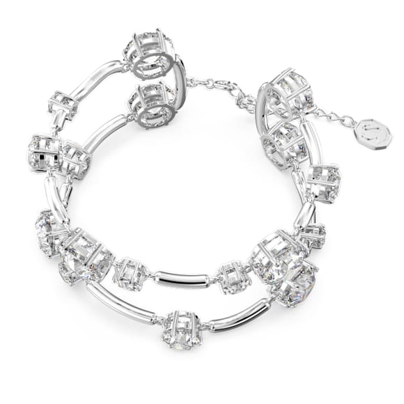 Constella Doppel-Armreif, Rundschliff, Weiß, Rhodiniert - Swarovski, 5638697