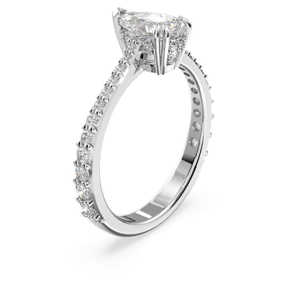 Millenia cocktail ring, Pear cut, Pavé, White, Rhodium plated - Swarovski, 5638776