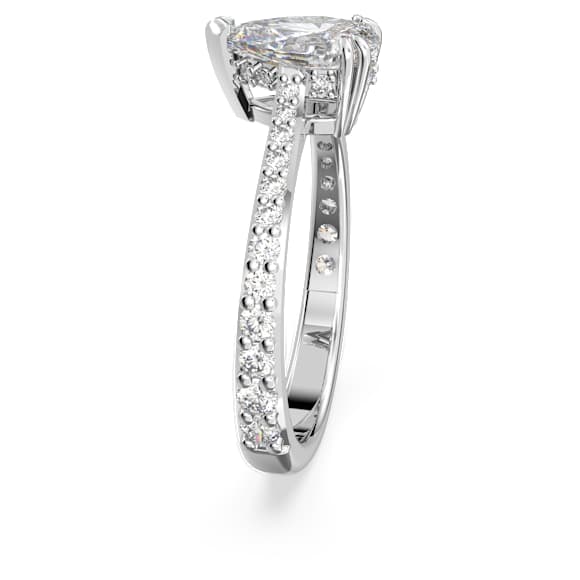 Millenia cocktail ring, Pear cut, Pavé, White, Rhodium plated - Swarovski, 5638776