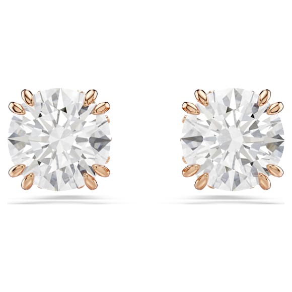 Orecchini a lobo Stilla, Taglio Round, Bianchi, Placcato color oro rosa - Swarovski, 5638801