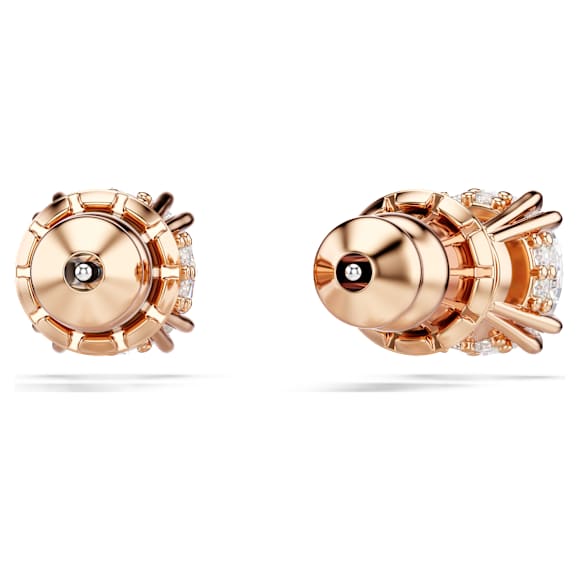 Stilla stud earrings, Round cut, White, 18K rose gold finish - Swarovski, 5638801