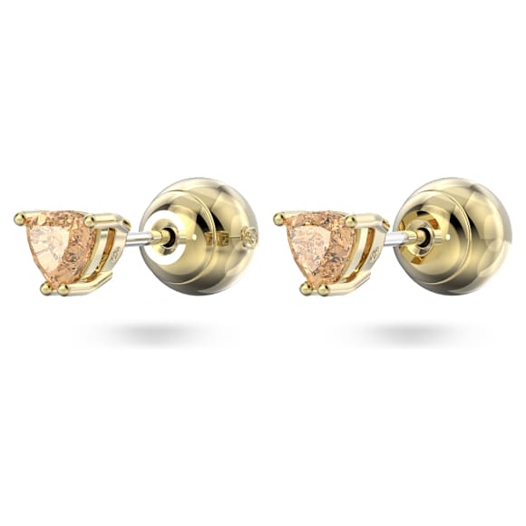 Chroma 耳钉, 三菱形切割, 橙色, 镀金色调 - Swarovski, 5639116