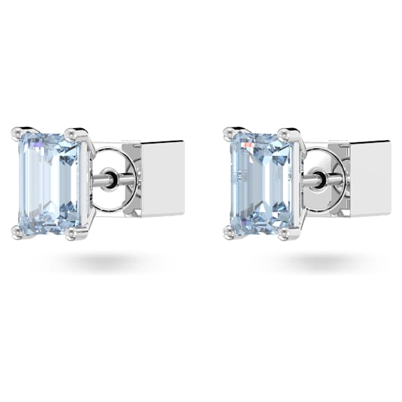 Chroma stud earrings, Cushion cut, Blue, Rhodium plated - Swarovski, 5639134