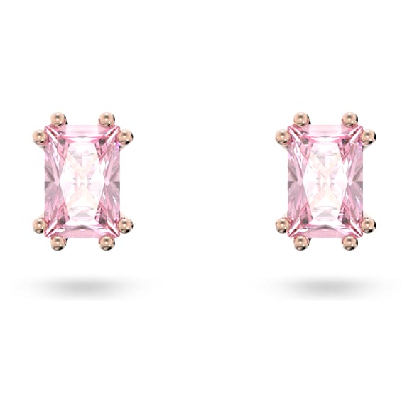 Chroma stud earrings, Cushion cut, Pink, Rose gold-tone plated - Swarovski, 5639136
