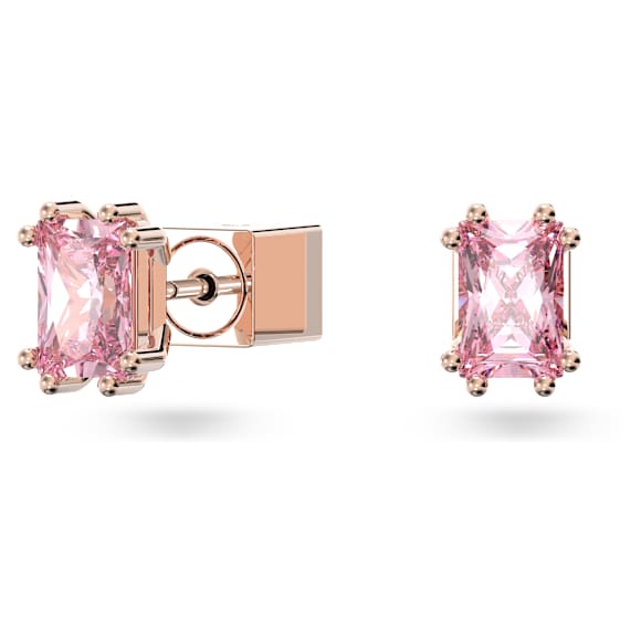 Chroma stud earrings, Cushion cut, Pink, Rose gold-tone plated - Swarovski, 5639136