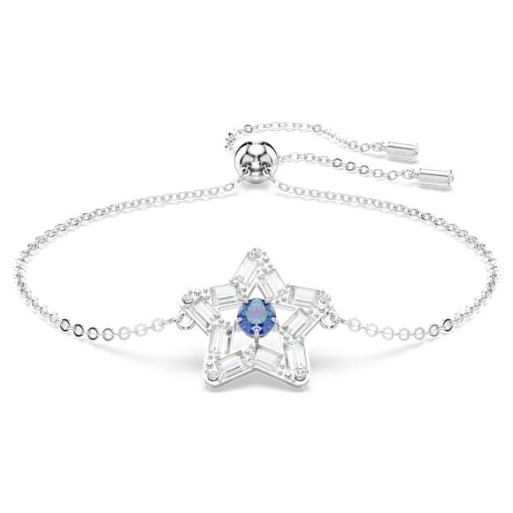 Stella 手链, 混合切割, 星星, 蓝色, 镀铑 - Swarovski, 5639187