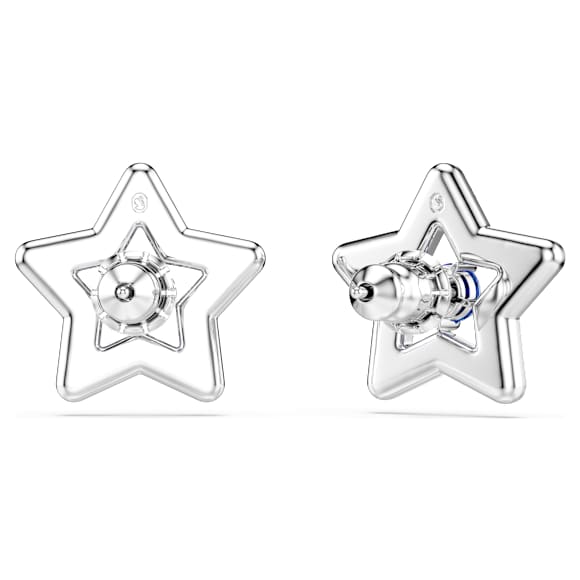 Stella 耳钉, 混合切割, 星星, 蓝色, 镀铑 - Swarovski, 5639188