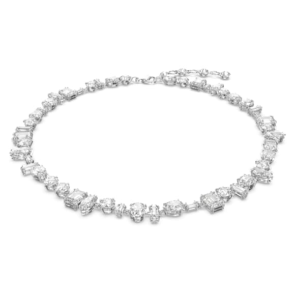 Gema 項鏈, 混合式切割, 白色, 鍍白金色 - Swarovski, 5639327