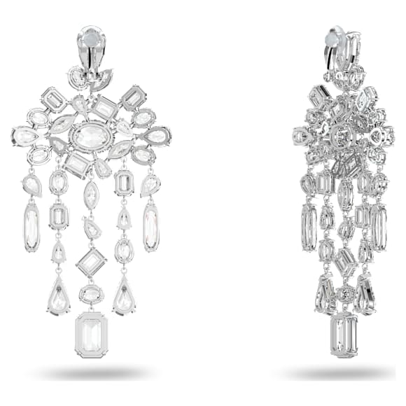 Gema 夹式耳环, 混合切割, 垂饰, 白色, 镀铑 - Swarovski, 5639329
