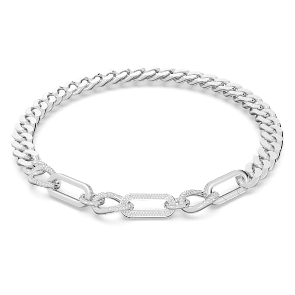 Dextera Halskette, Statement, Gemischte Glieder, Weiß, Rhodiniert - Swarovski, 5639333