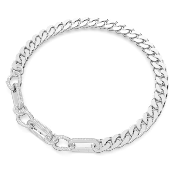 Dextera Halskette, Statement, Gemischte Glieder, Weiß, Rhodiniert - Swarovski, 5639333