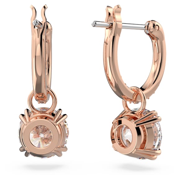 Constella drop earrings, Round cut, White, Rose gold-tone plated - Swarovski, 5639975