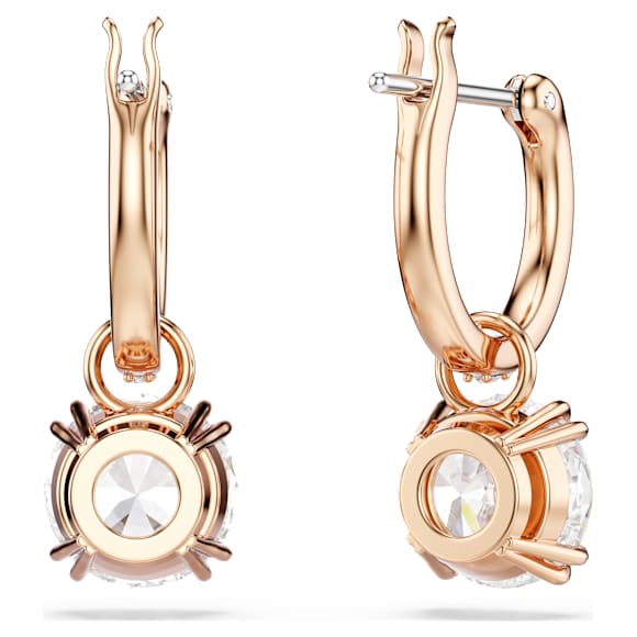 Constella drop earrings, Round cut, White, Rose gold-tone plated - Swarovski, 5639975