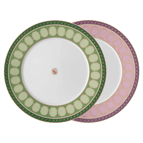 Signum plate set, Porcelain, Medium, Multicoloured - Swarovski, 5640062
